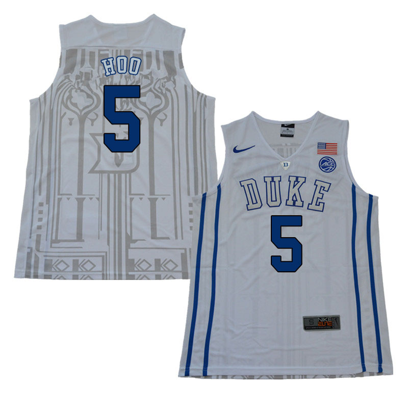 2018 Men #5 Rodney Hoo Duke Blue Devils College Basketball Jerseys Sale-White
